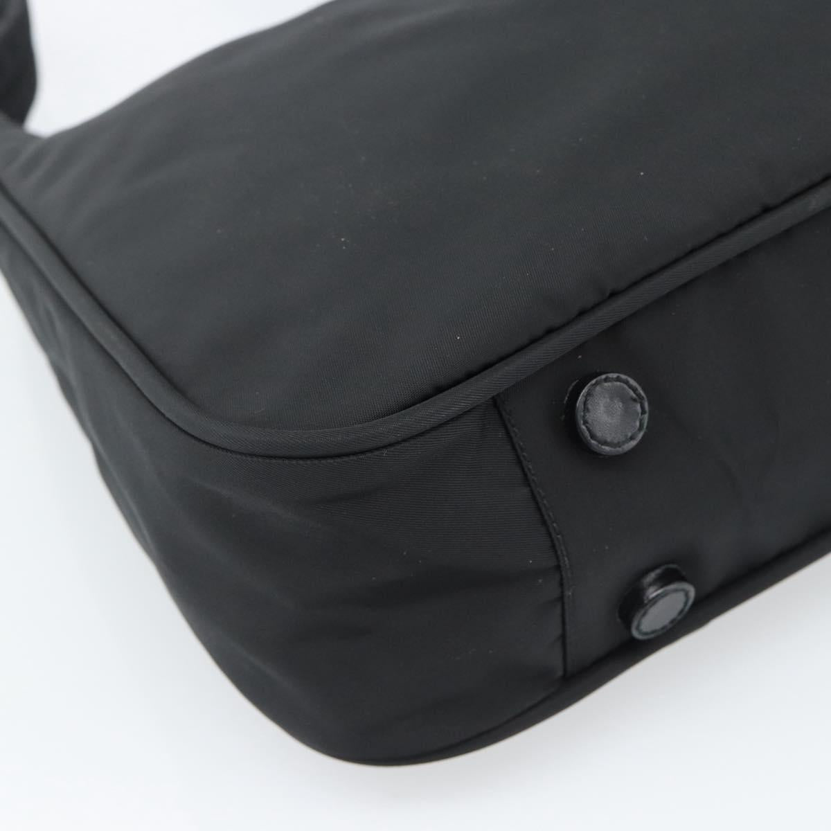PRADA Shoulder Bag Nylon Black Silver Auth 183980