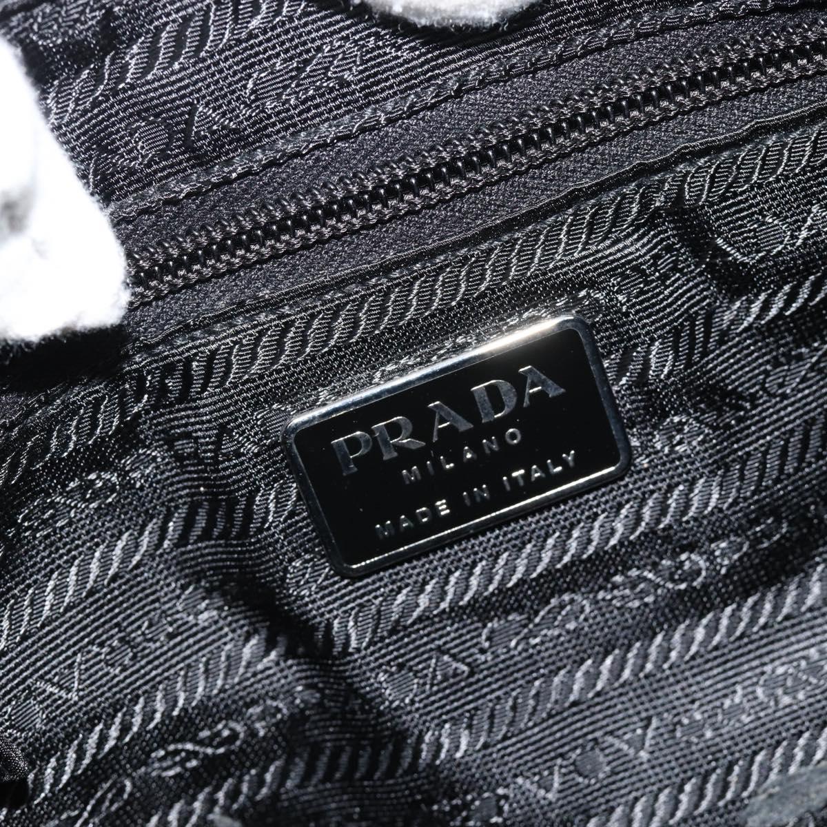 PRADA Shoulder Bag Nylon Black Silver Auth 183980