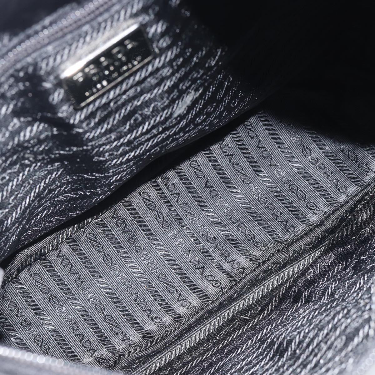 PRADA Shoulder Bag Nylon Black Silver Auth 183980