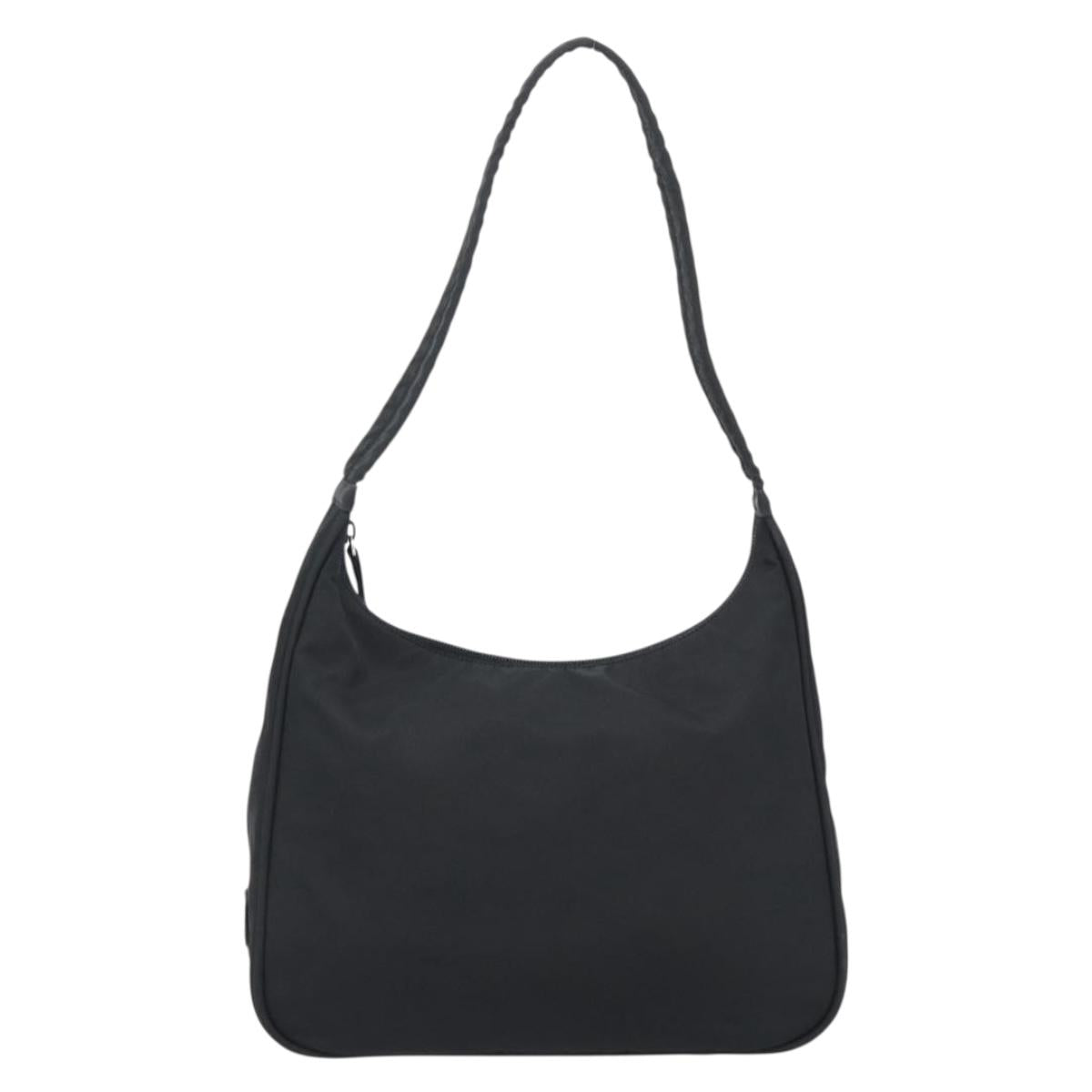 PRADA Shoulder Bag Nylon Black Silver Auth 183980