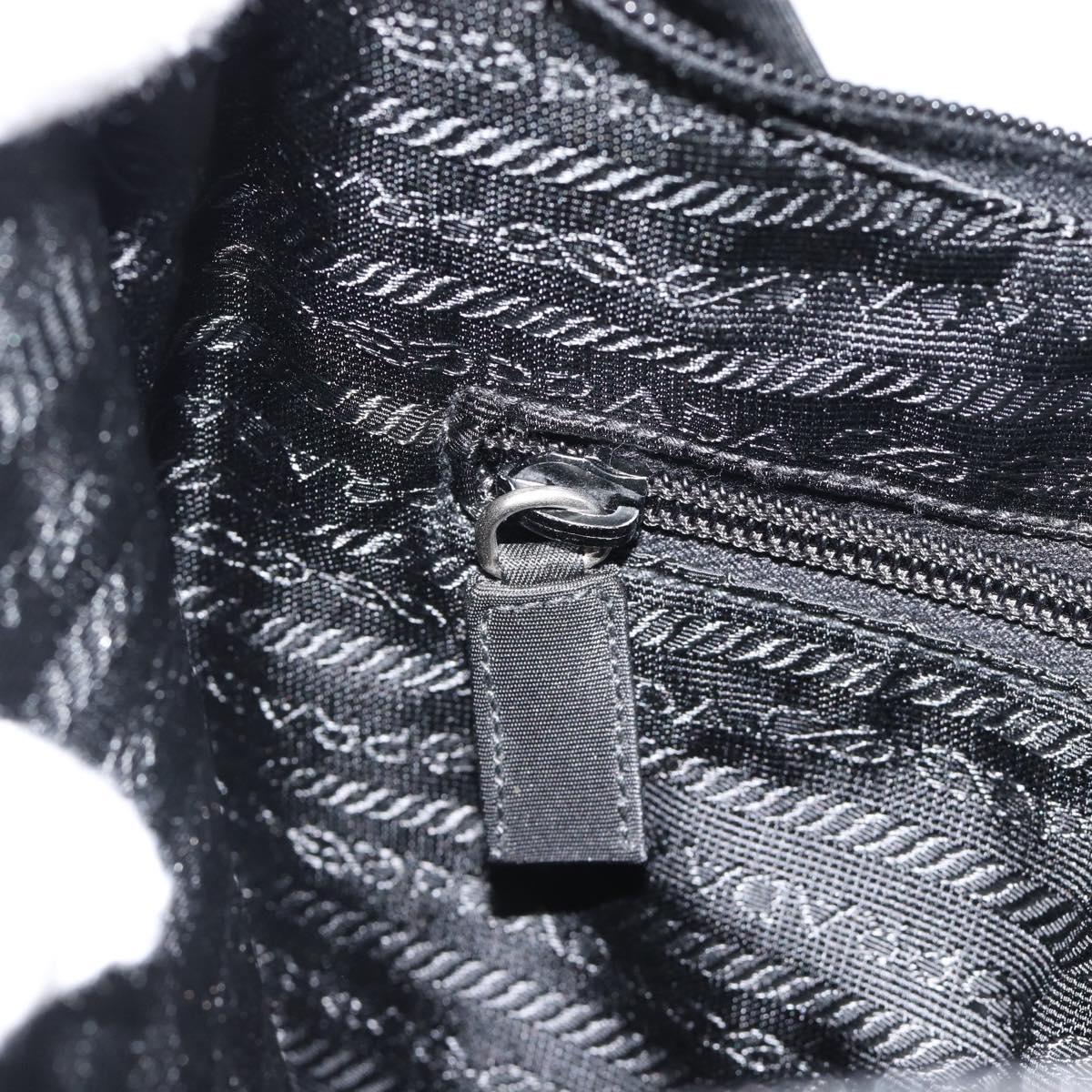 PRADA Shoulder Bag Nylon Black Silver Auth 183980