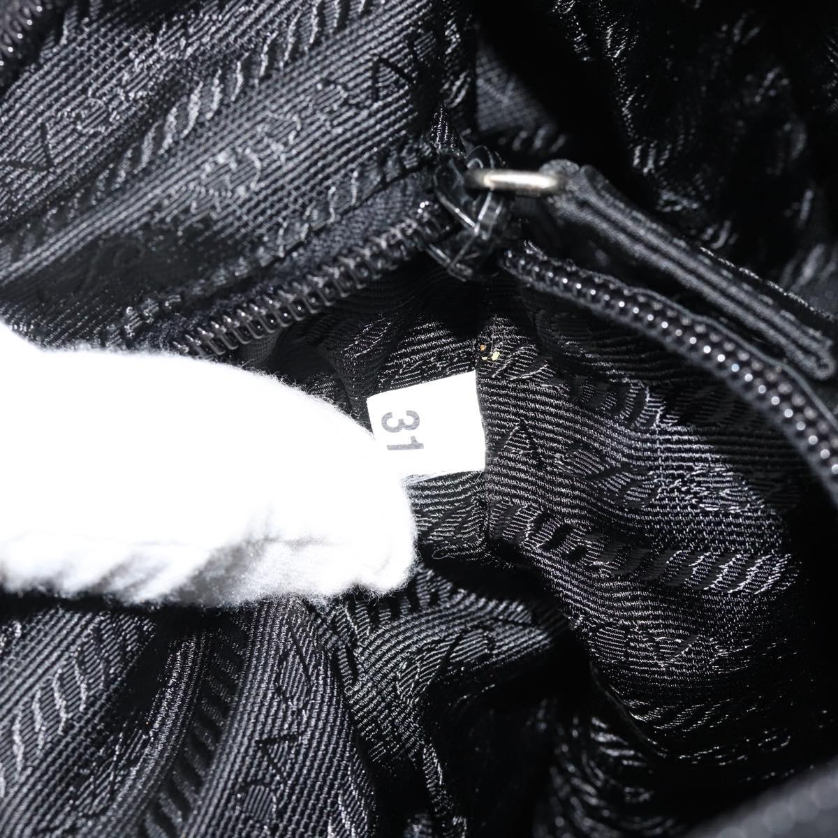 PRADA Shoulder Bag Nylon Black Silver Auth 183980