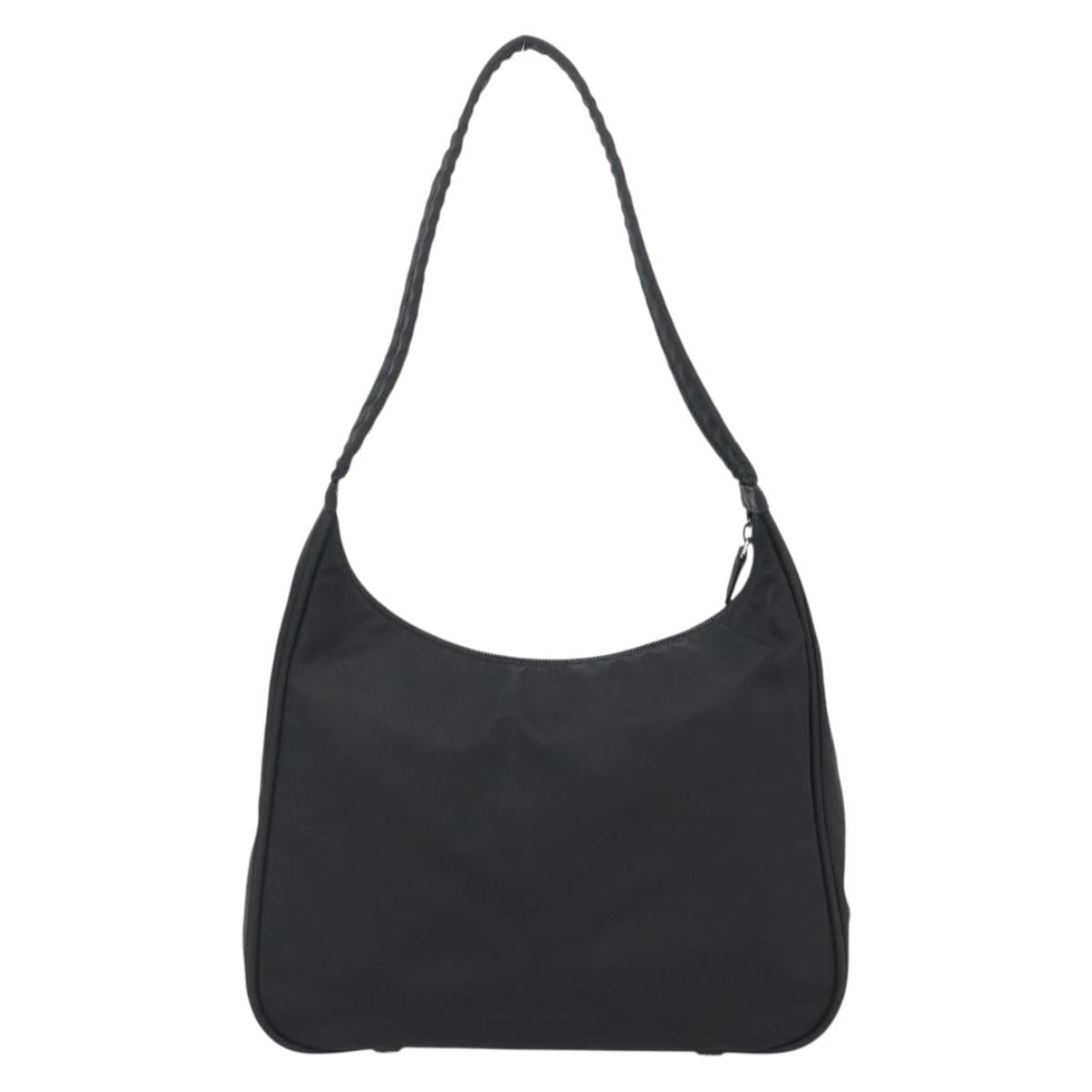 PRADA Shoulder Bag Nylon Black Silver Auth 183980