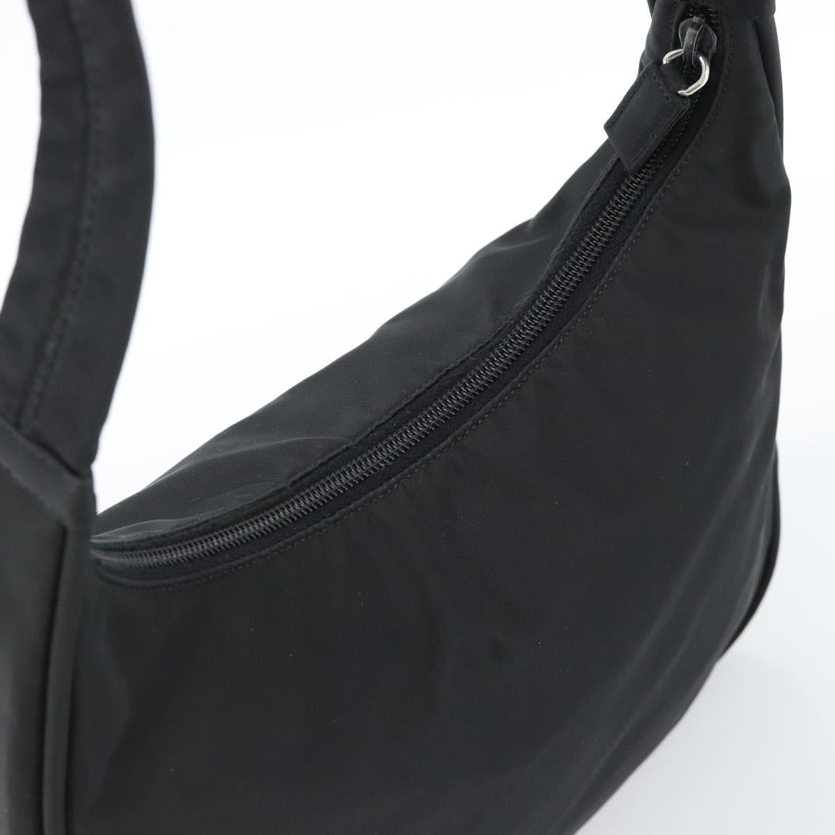 PRADA Shoulder Bag Nylon Black Silver Auth 183980
