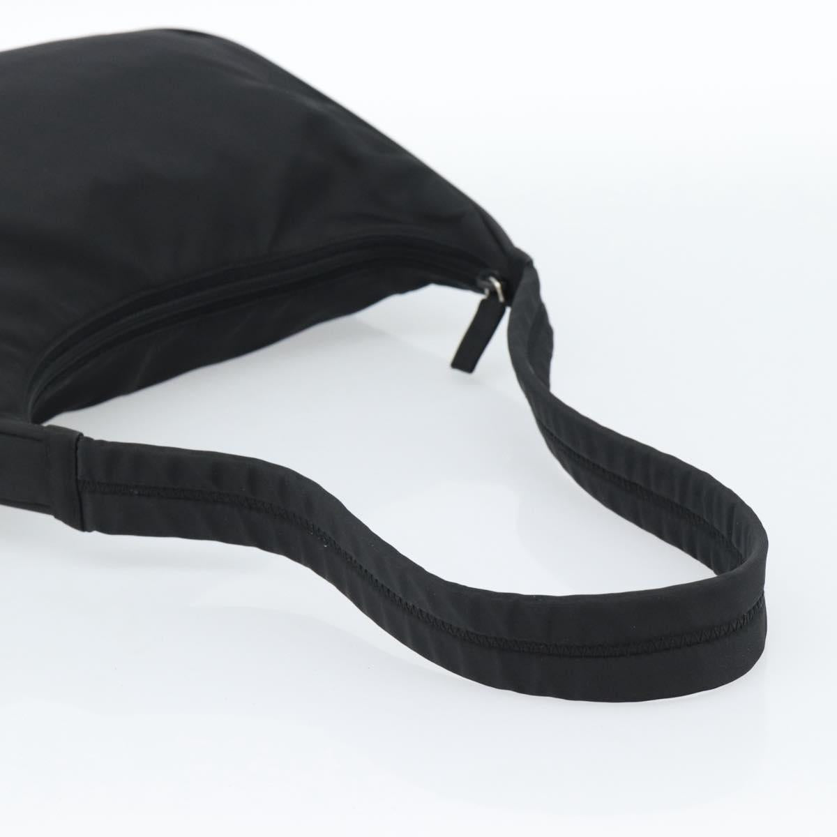 PRADA Shoulder Bag Nylon Black Silver Auth 183980