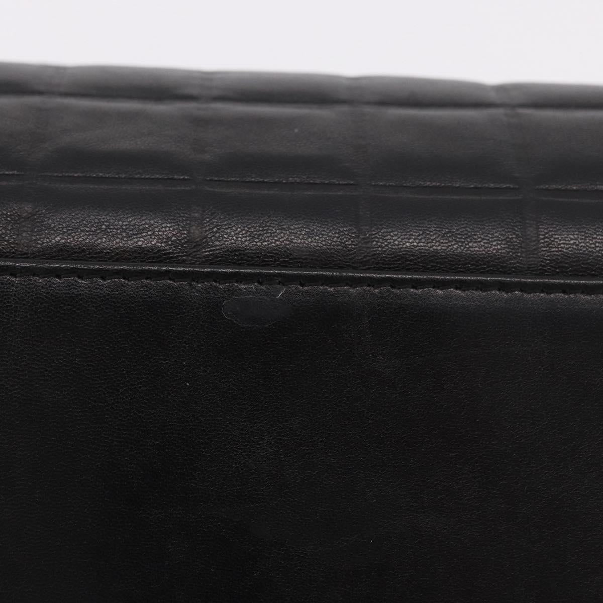 CHANEL Choco Bar Hand Bag Lamb Skin Black Gold CC Auth 183982V