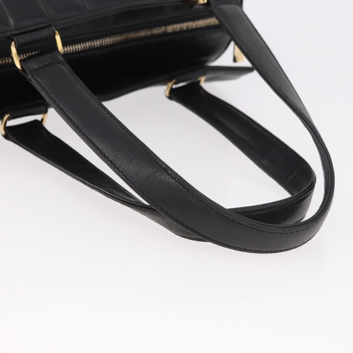 CHANEL Choco Bar Hand Bag Lamb Skin Black Gold CC Auth 183982V