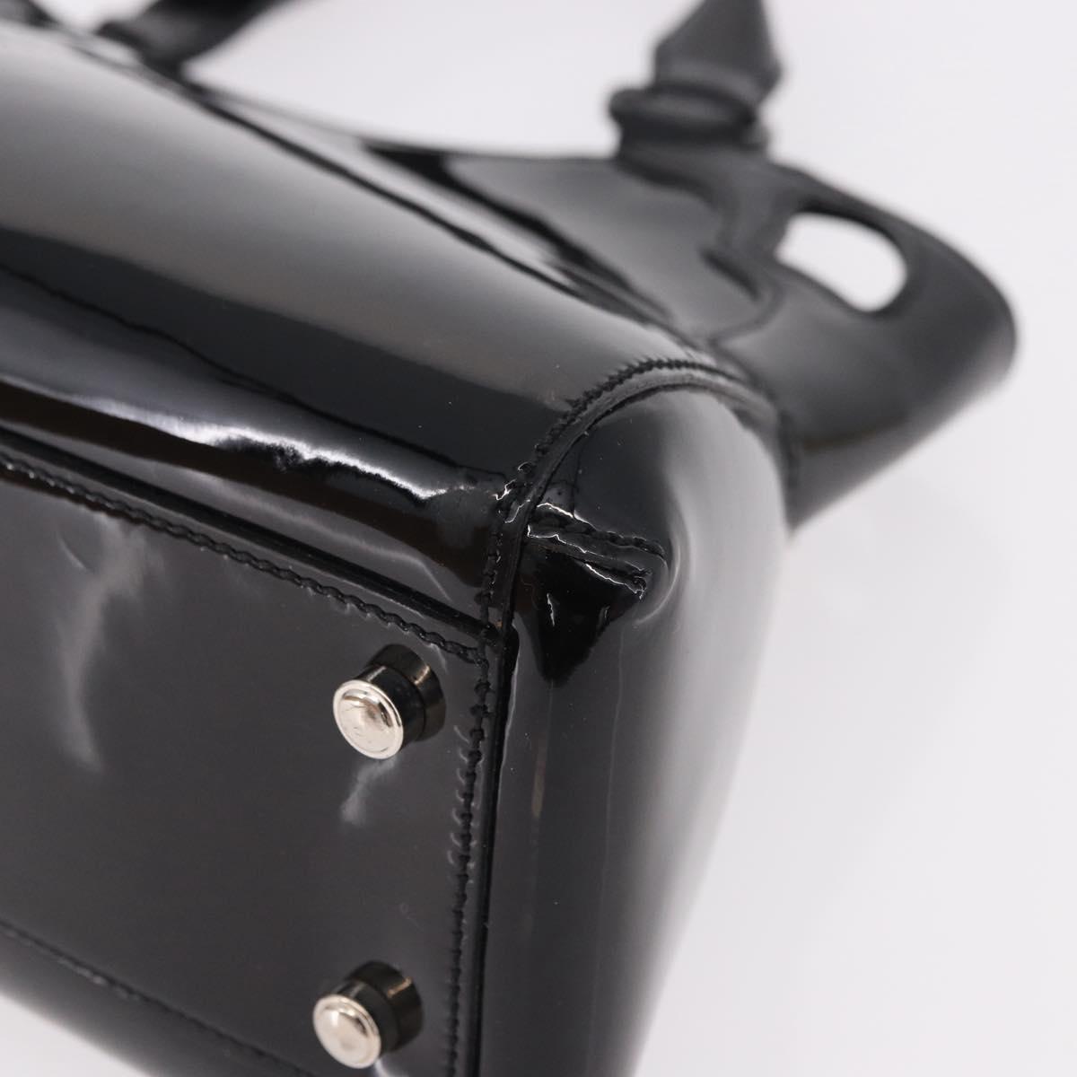 CARTIER Marcello Hand Bag Patent Leather Black Silver Auth 183983A