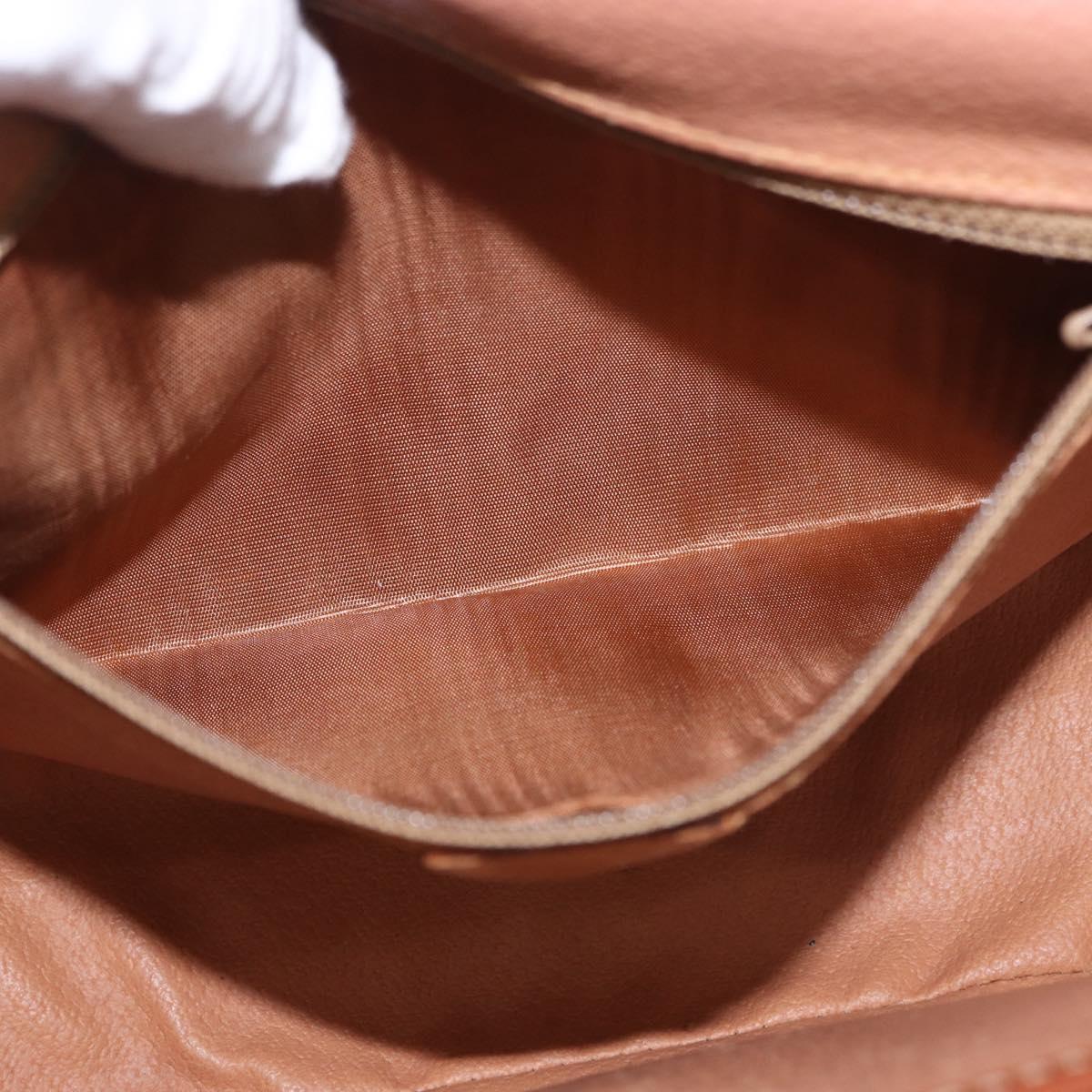 CELINE Macadam Canvas Shoulder Bag PVC Leather Brown Gold Auth 183989