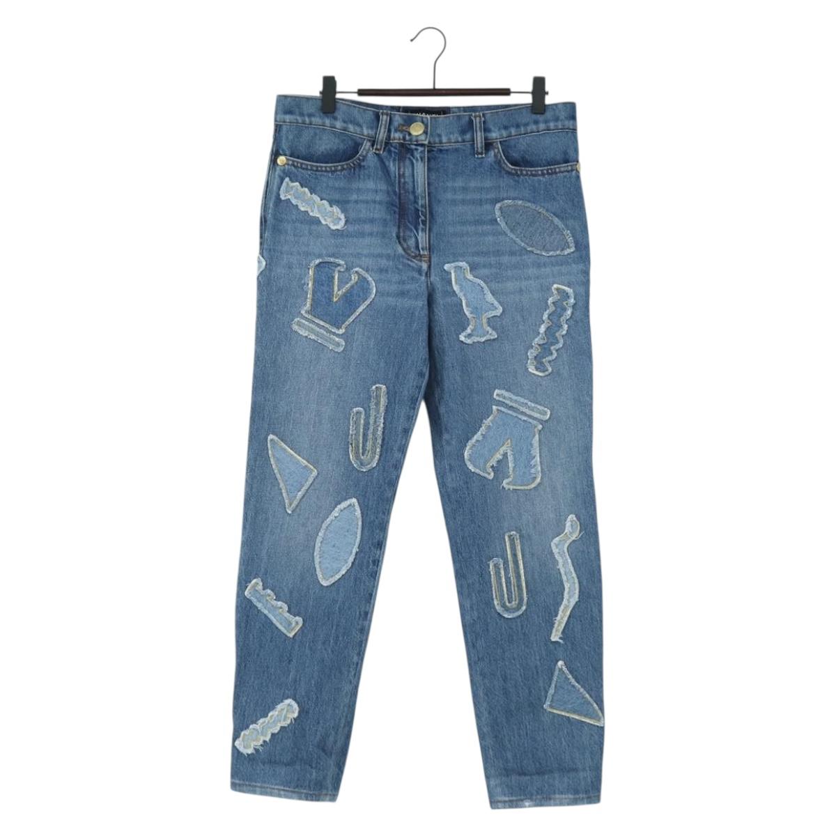 CHANEL Pants Denim Blue CC Auth 183991V