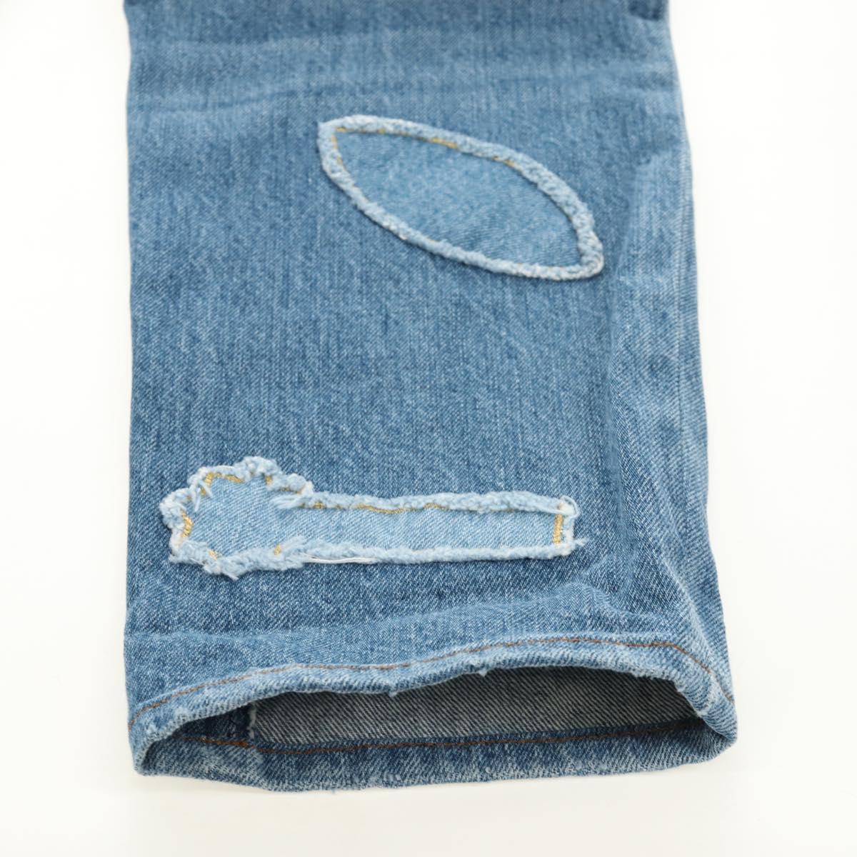 CHANEL Pants Denim Blue CC Auth 183991V