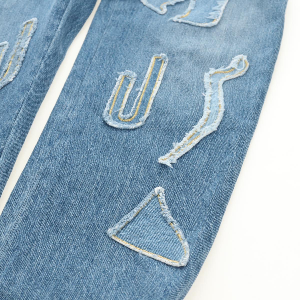 CHANEL Pants Denim Blue CC Auth 183991V