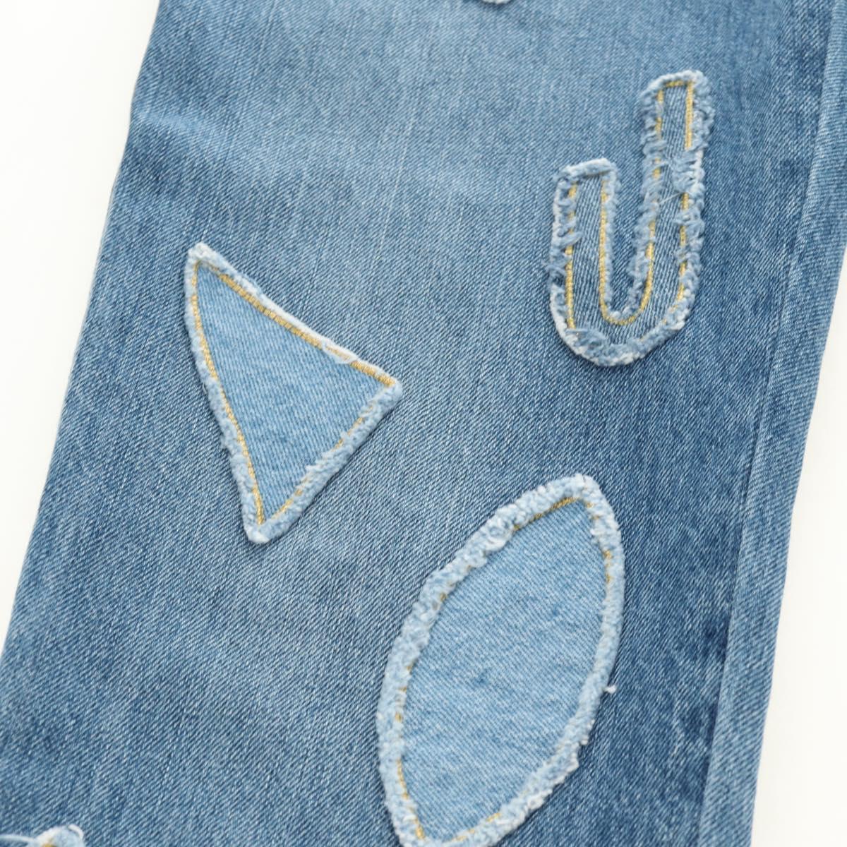 CHANEL Pants Denim Blue CC Auth 183991V