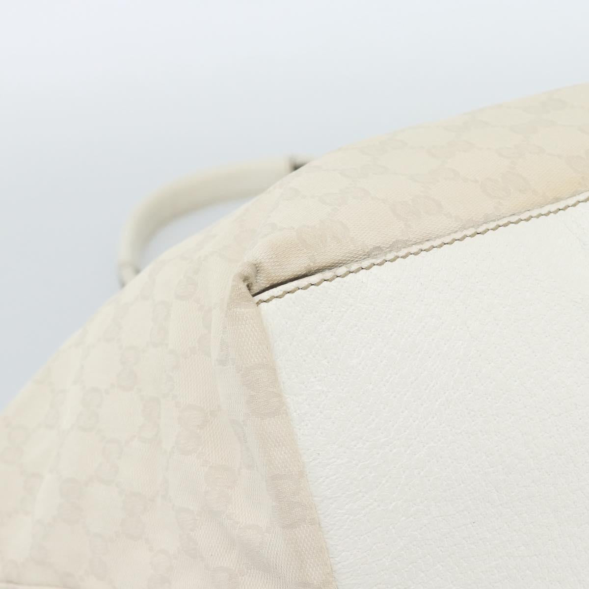 GUCCI GG Canvas Sherry Line Hand Bag White Gold 131230 Auth 183994