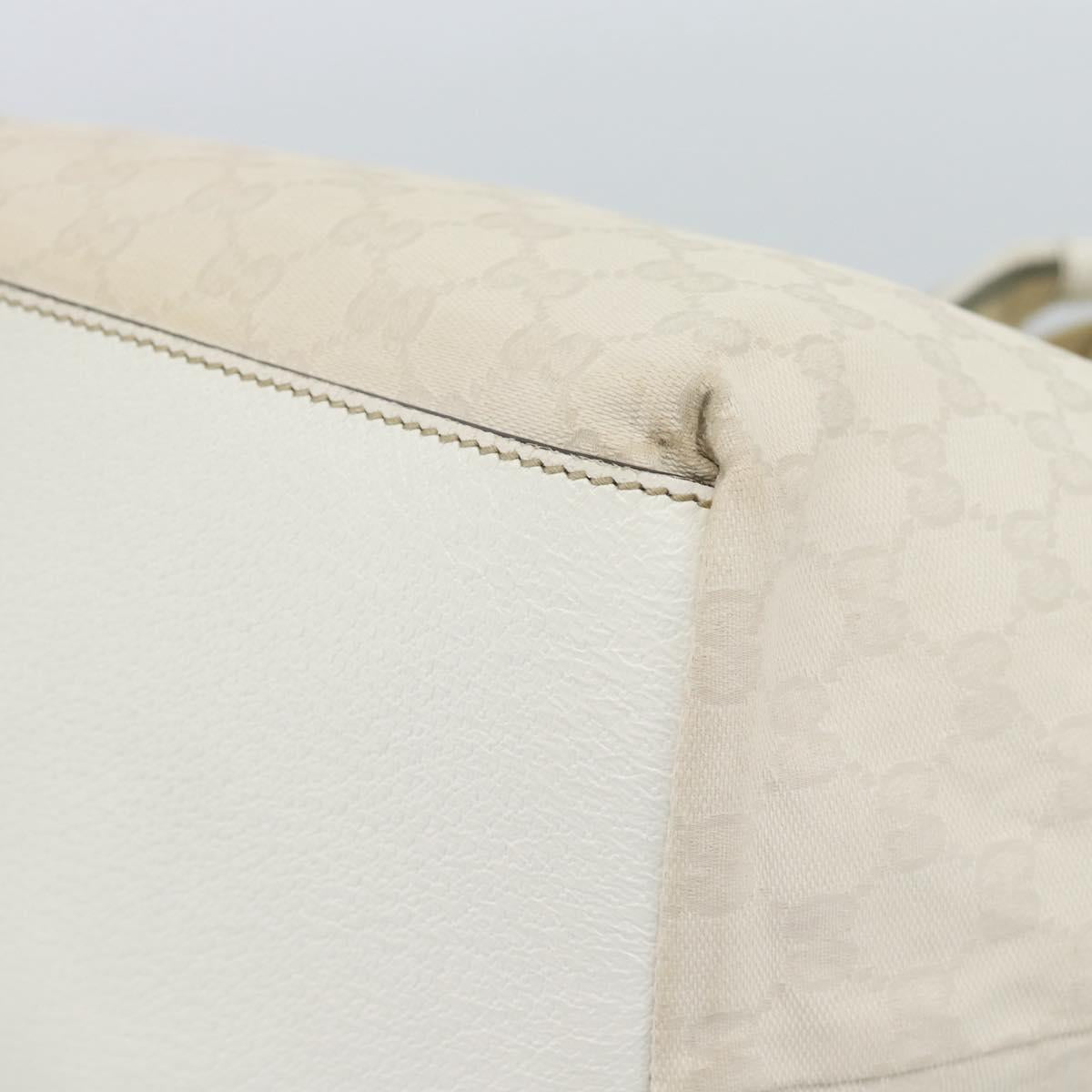 GUCCI GG Canvas Sherry Line Hand Bag White Gold 131230 Auth 183994