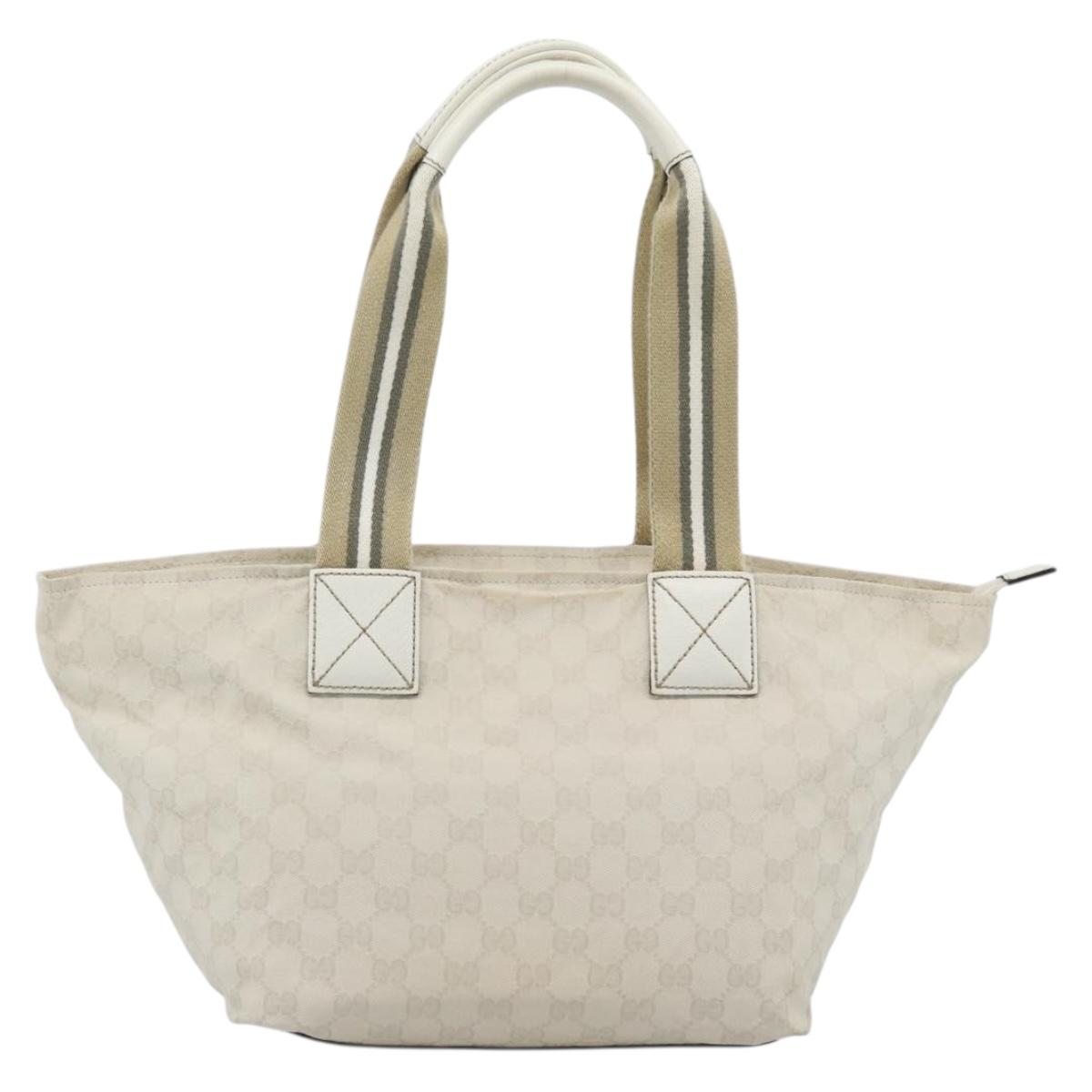 GUCCI GG Canvas Sherry Line Hand Bag White Gold 131230 Auth 183994