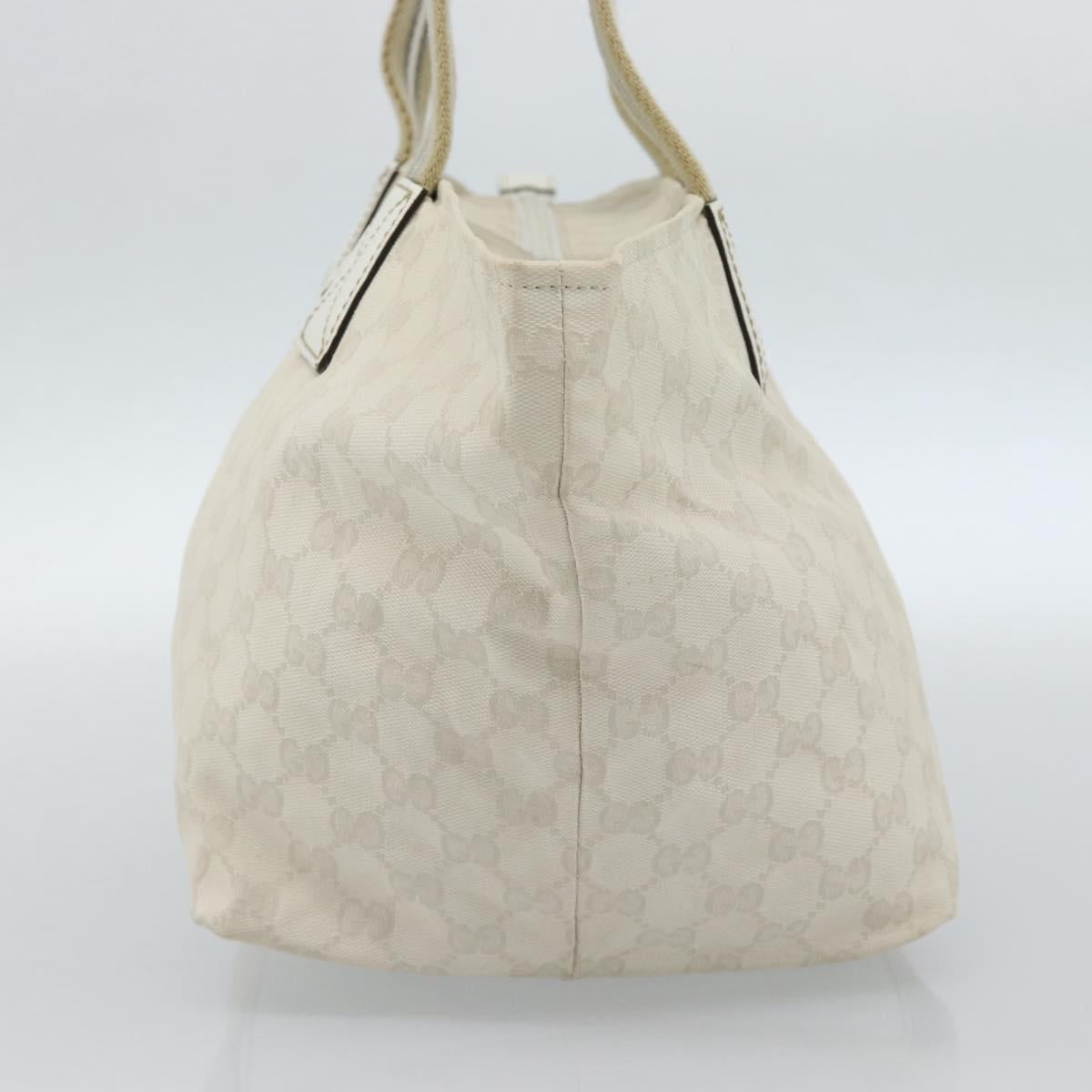 GUCCI GG Canvas Sherry Line Hand Bag White Gold 131230 Auth 183994