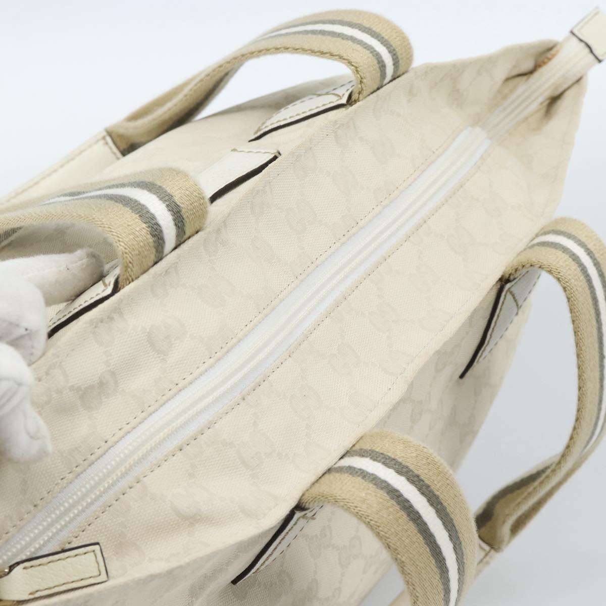 GUCCI GG Canvas Sherry Line Hand Bag White Gold 131230 Auth 183994