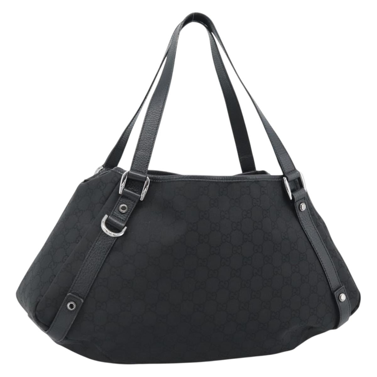 GUCCI GG Canvas Abbey Tote Bag Black Silver 293578 Auth 183995V