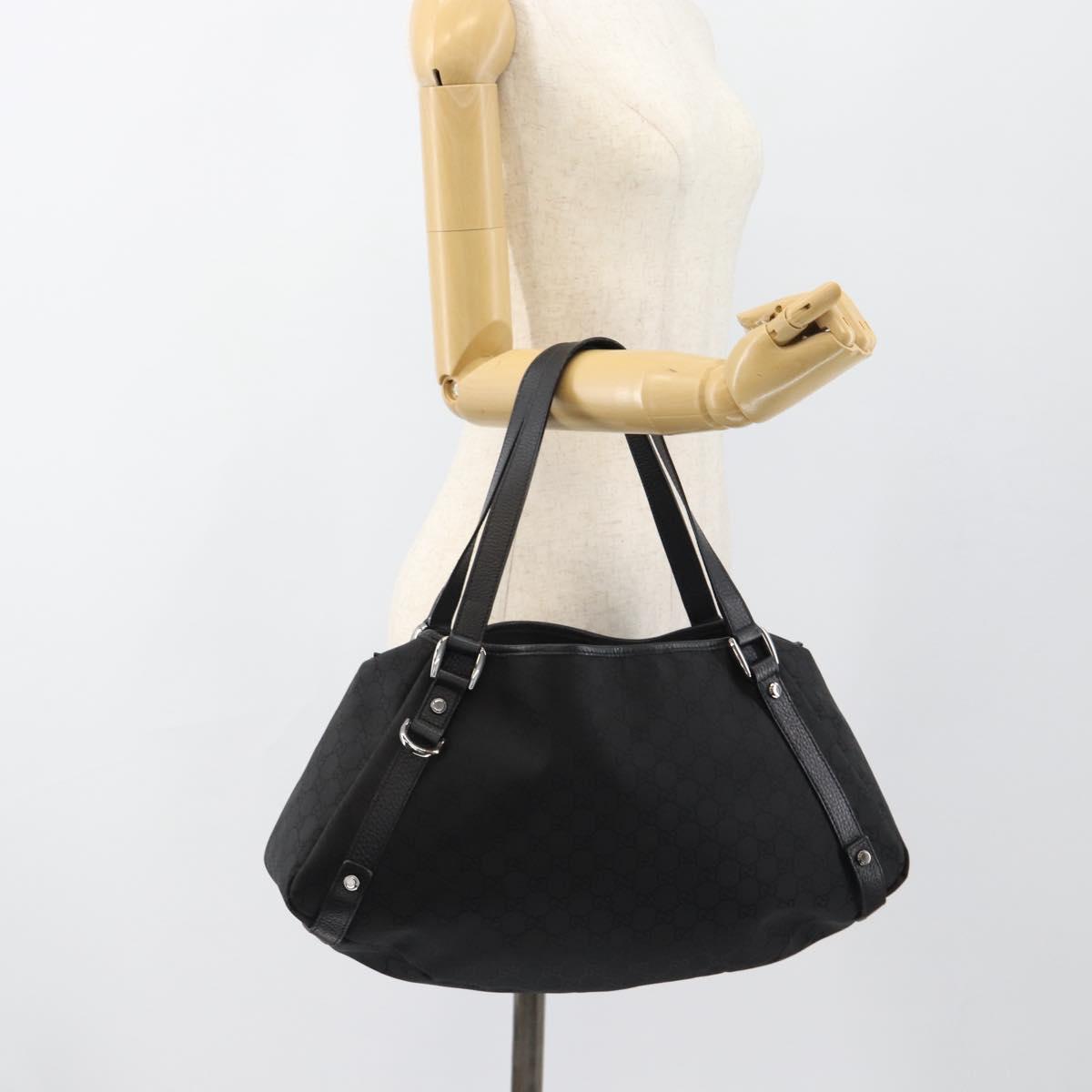 GUCCI GG Canvas Abbey Tote Bag Black Silver 293578 Auth 183995V