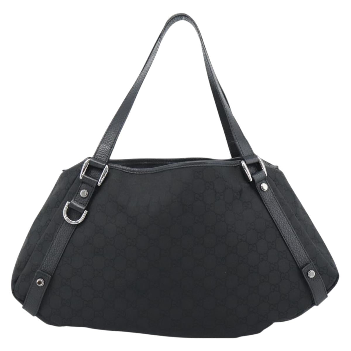GUCCI GG Canvas Abbey Tote Bag Black Silver 293578 Auth 183995V