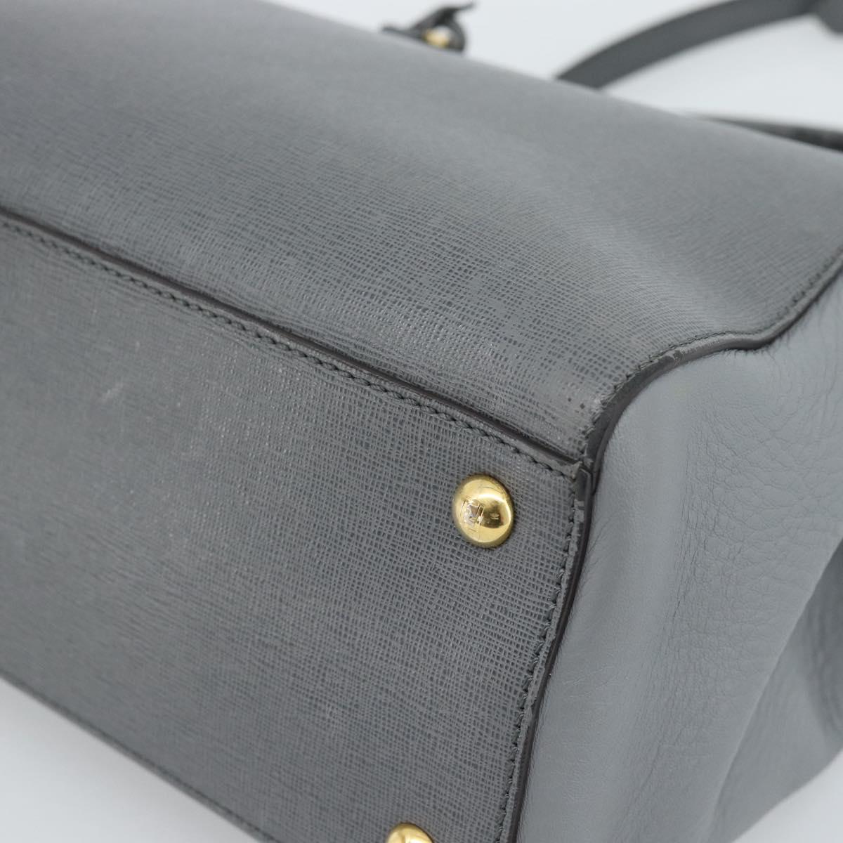 FENDI To joule Hand Bag Leather 2way Gray Gold Auth 183996