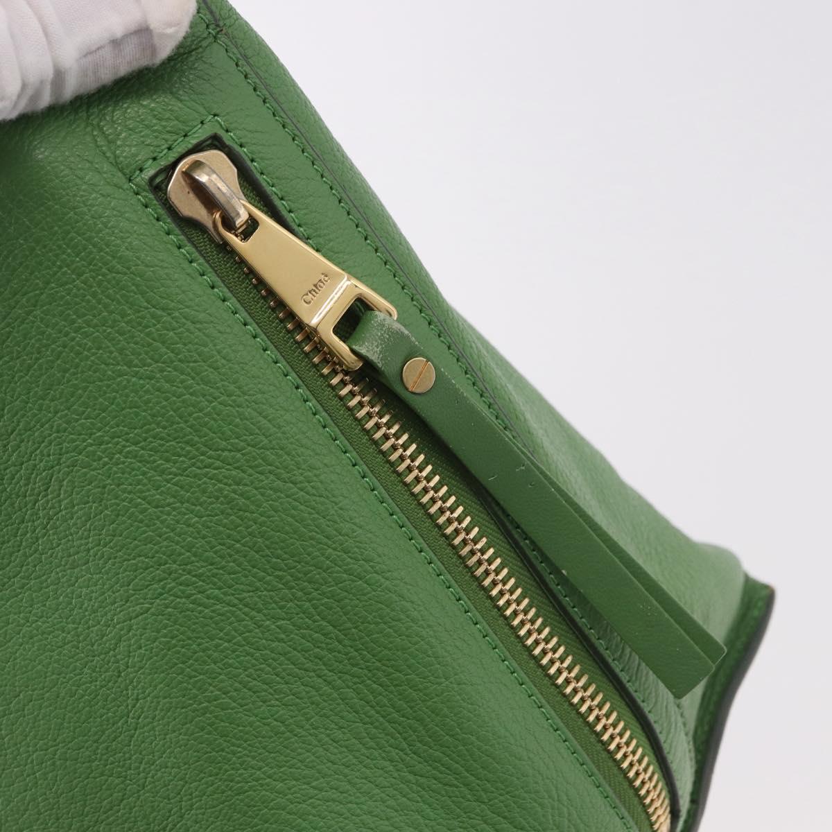 Chloe Tote Bag Leather Green Gold Auth 183998