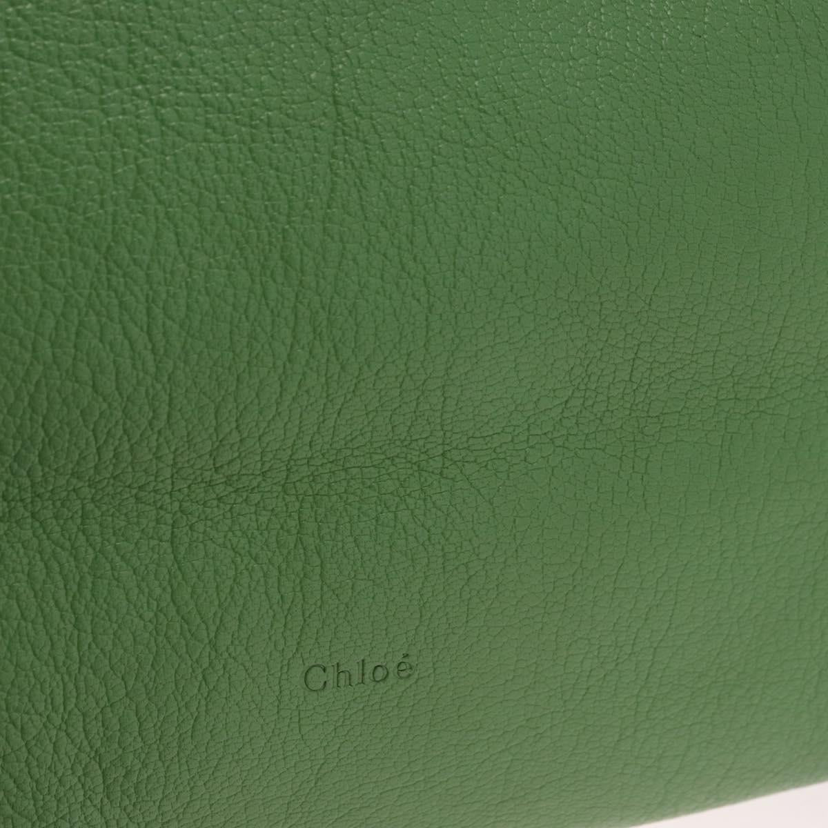 Chloe Tote Bag Leather Green Gold Auth 183998