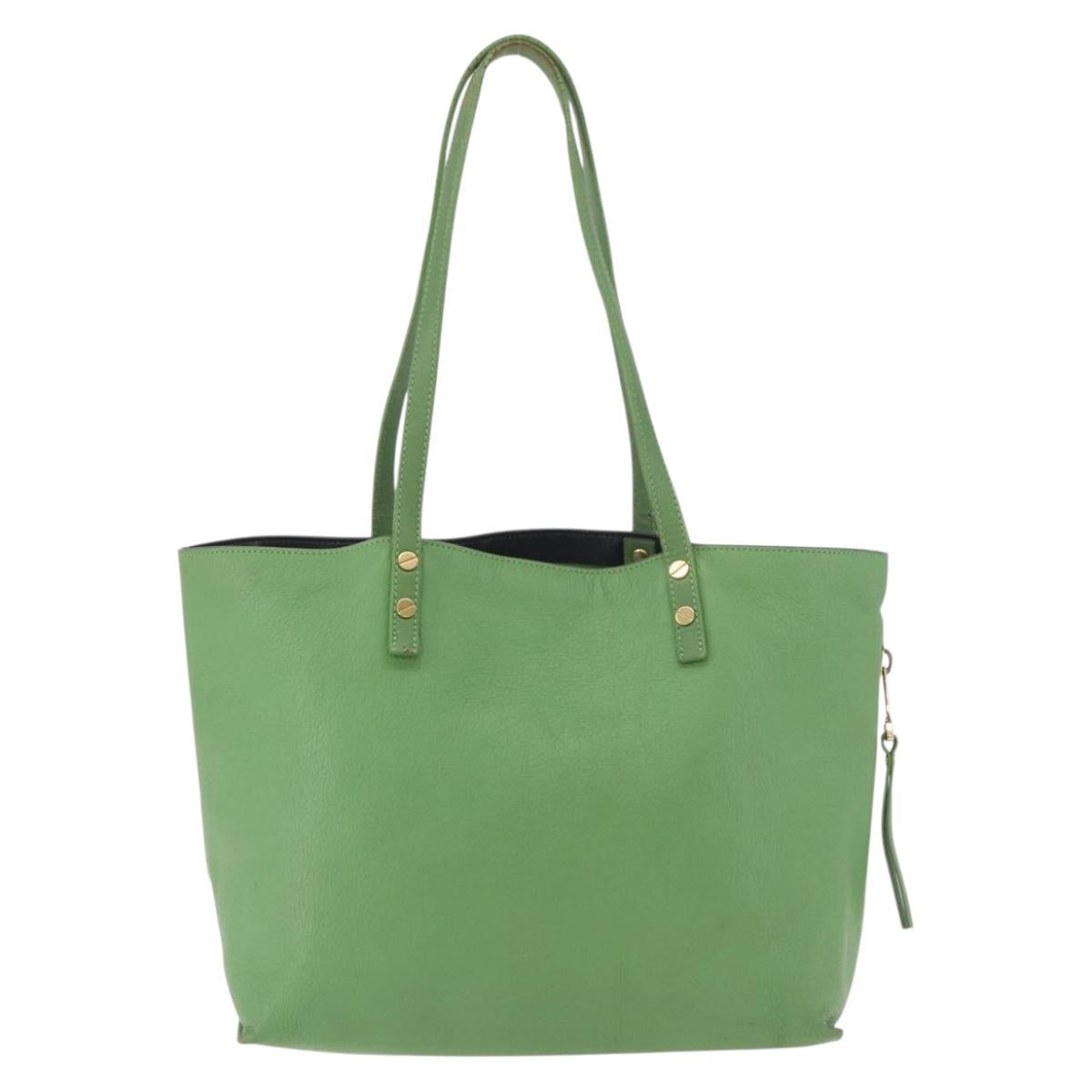 Chloe Tote Bag Leather Green Gold Auth 183998