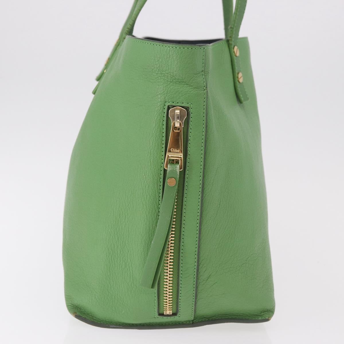 Chloe Tote Bag Leather Green Gold Auth 183998