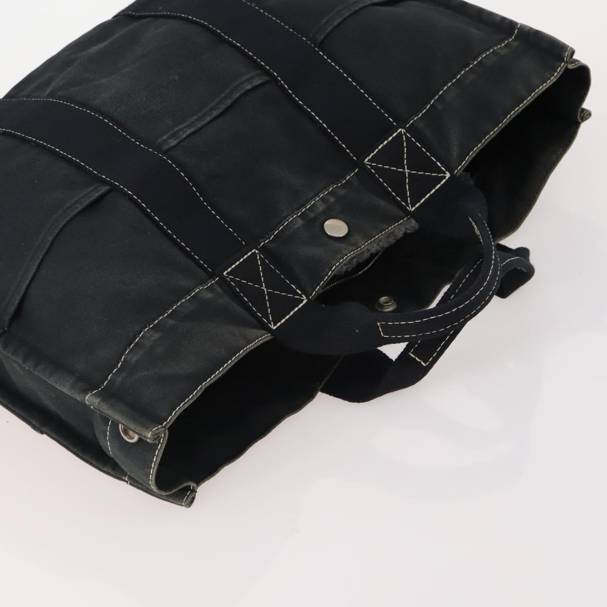 HERMES Fourre Tout Hand Bag Cotton 2 Set Black Navy Auth 184001