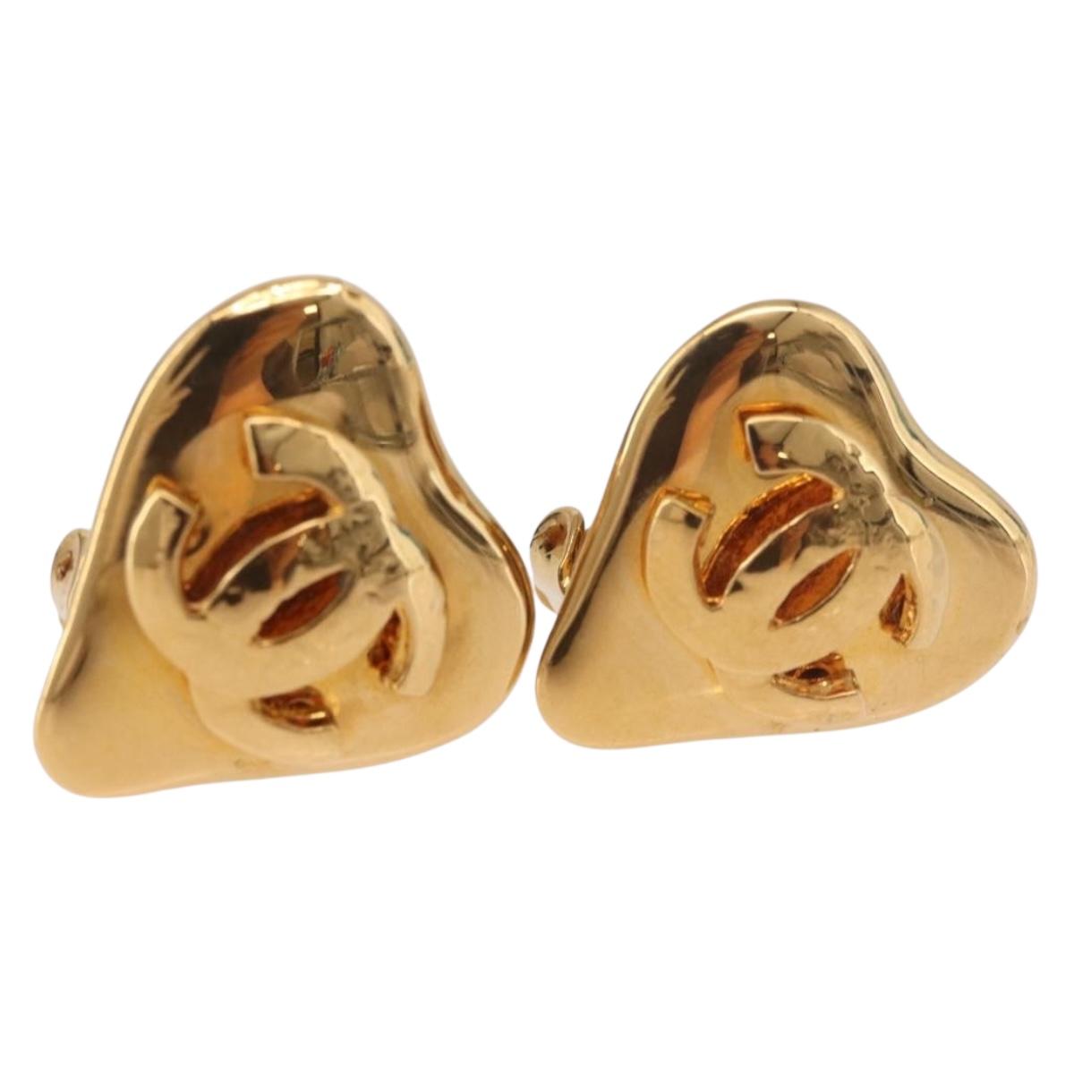 CHANEL Earring metal Gold Tone CC Auth 184006V