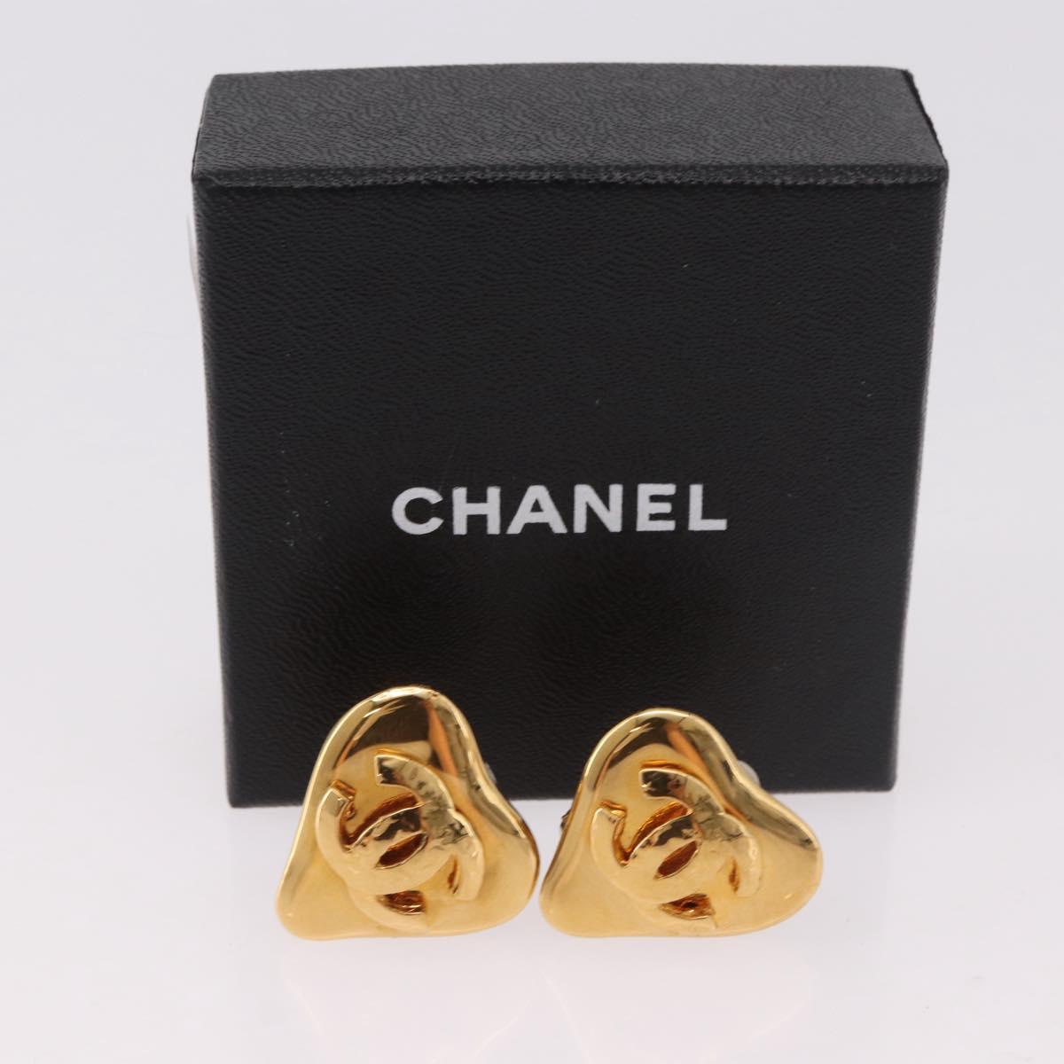 CHANEL Earring metal Gold Tone CC Auth 184006V