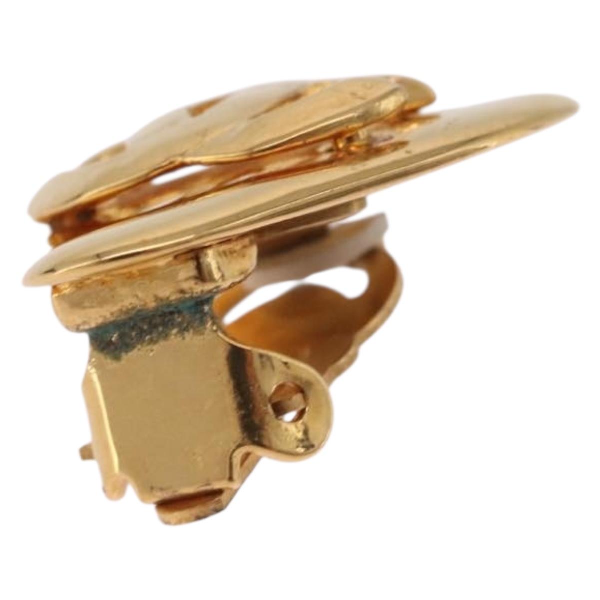 CHANEL Earring metal Gold Tone CC Auth 184006V