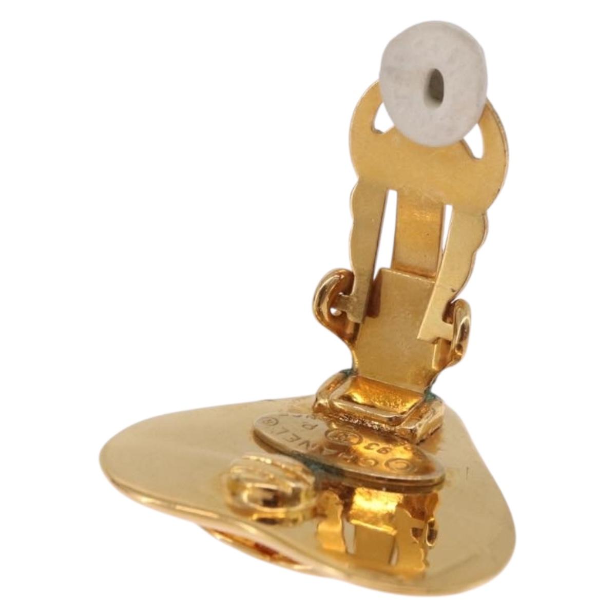 CHANEL Earring metal Gold Tone CC Auth 184006V