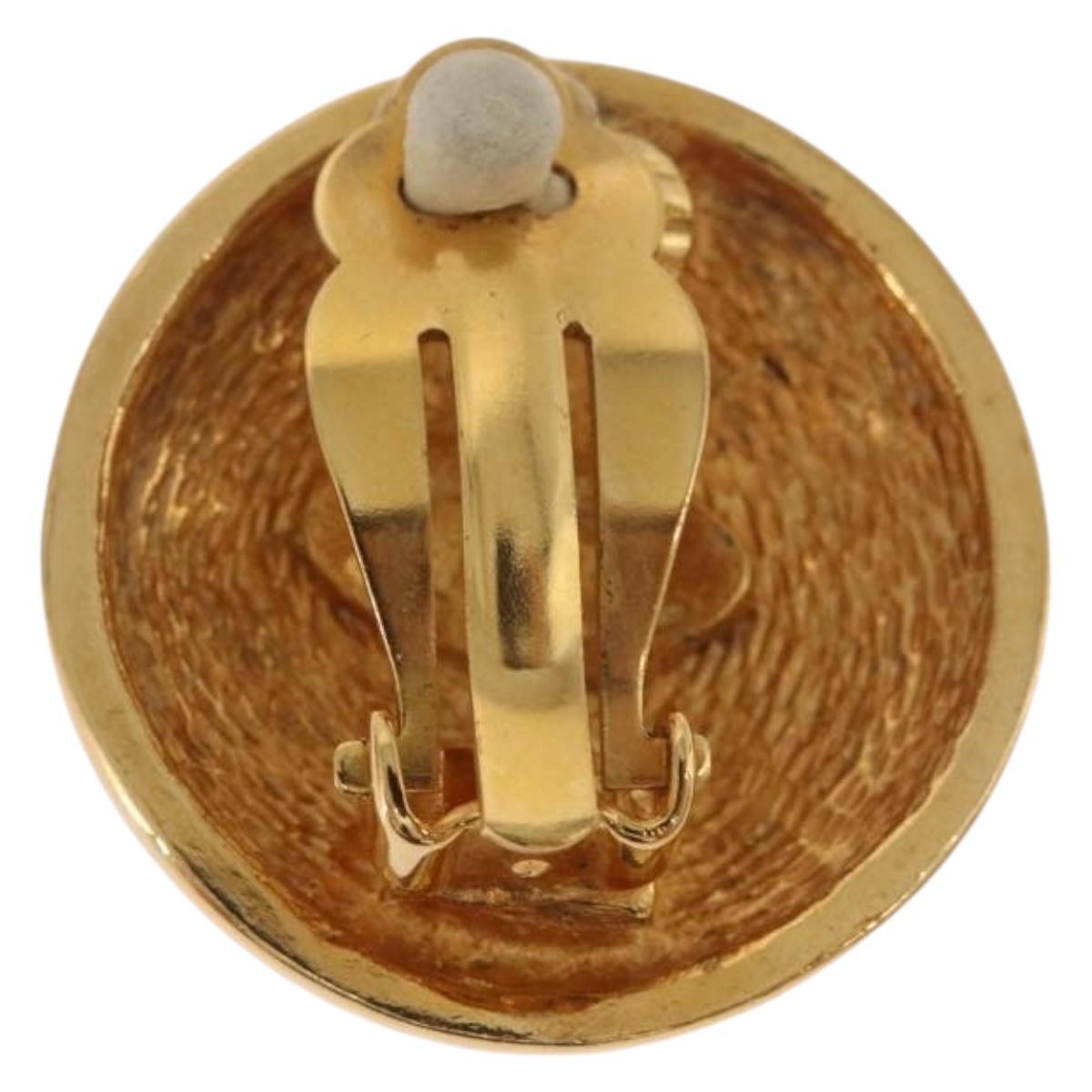 CHANEL Earring metal Gold Tone CC Auth 184007V