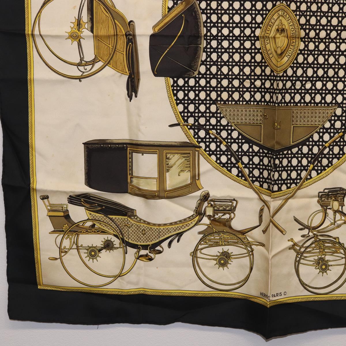 HERMES Carre 90 Scarf Silk Black Auth 184026