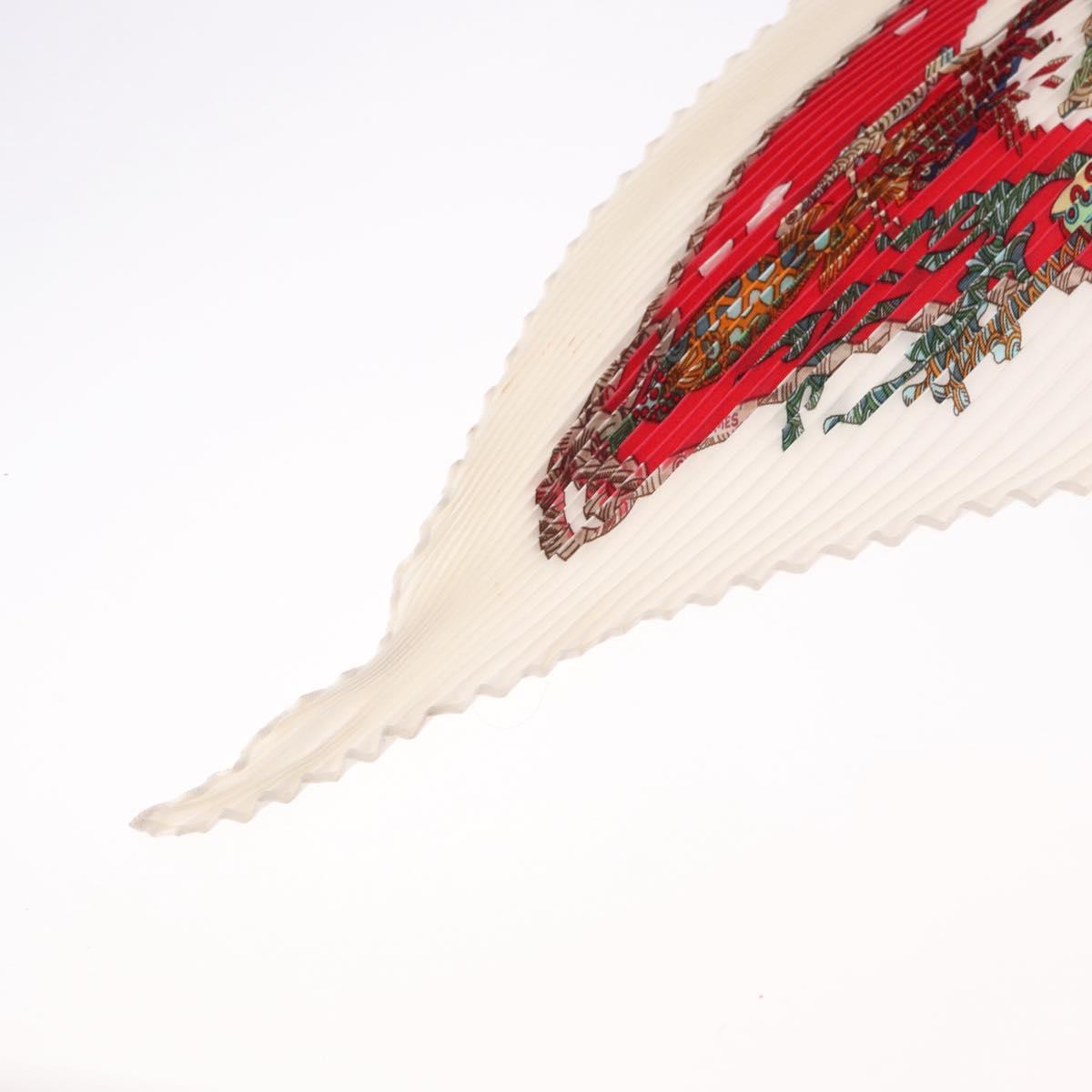 HERMES Pleated Carre Scarf Silk White Auth 184041