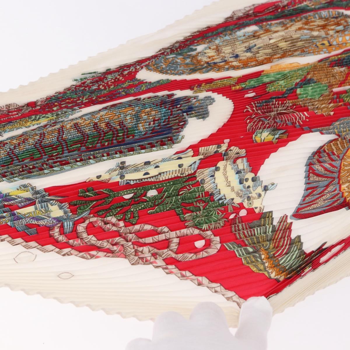 HERMES Pleated Carre Scarf Silk White Auth 184041