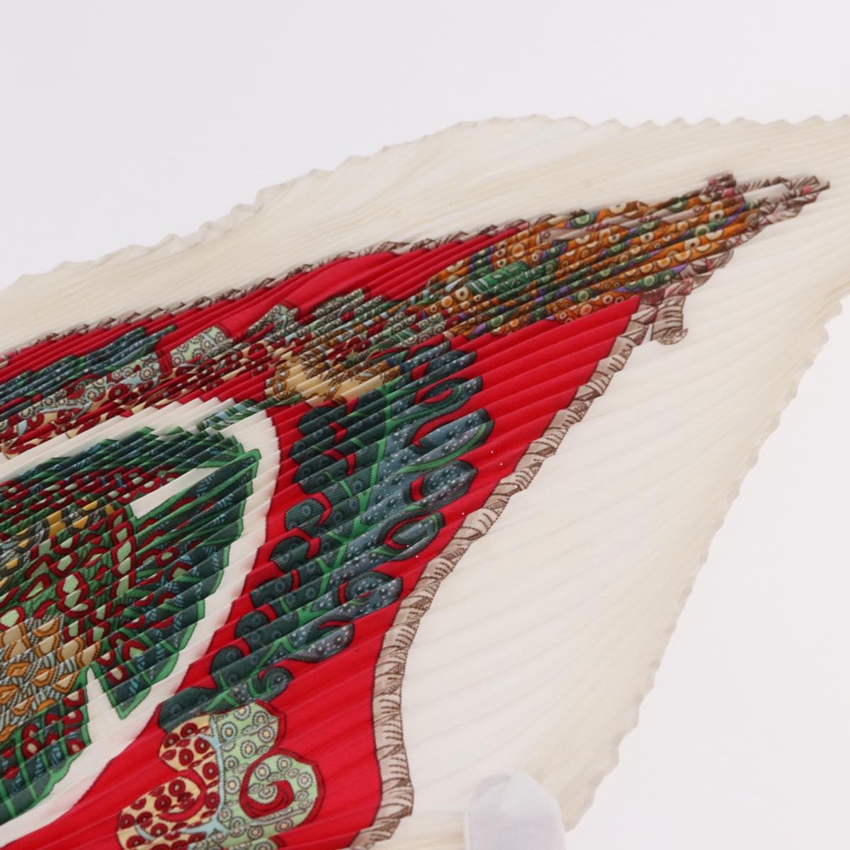 HERMES Pleated Carre Scarf Silk White Auth 184041
