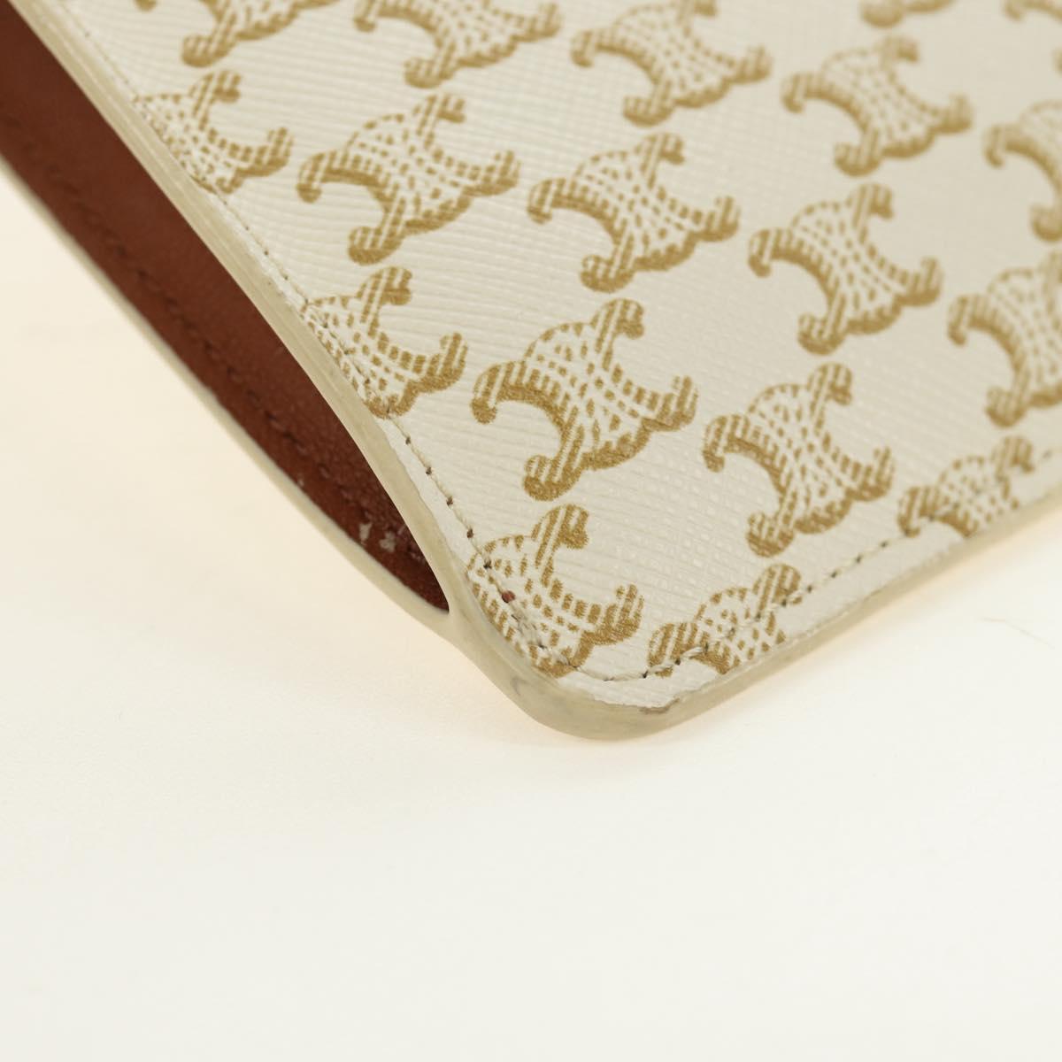 CELINE Triomphe Shoulder Pouch Shoulder Bag PVC White Auth 184044V