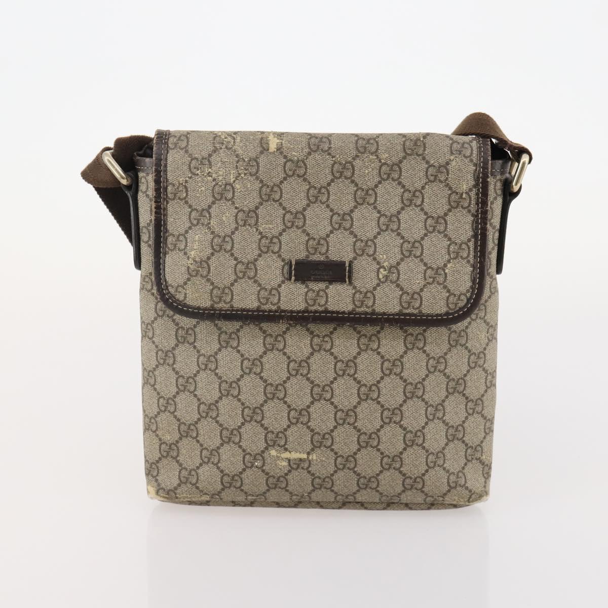 GUCCI GG Canvas GG Supreme Hand Bag PVC 2 Set Black Beige Auth 184052