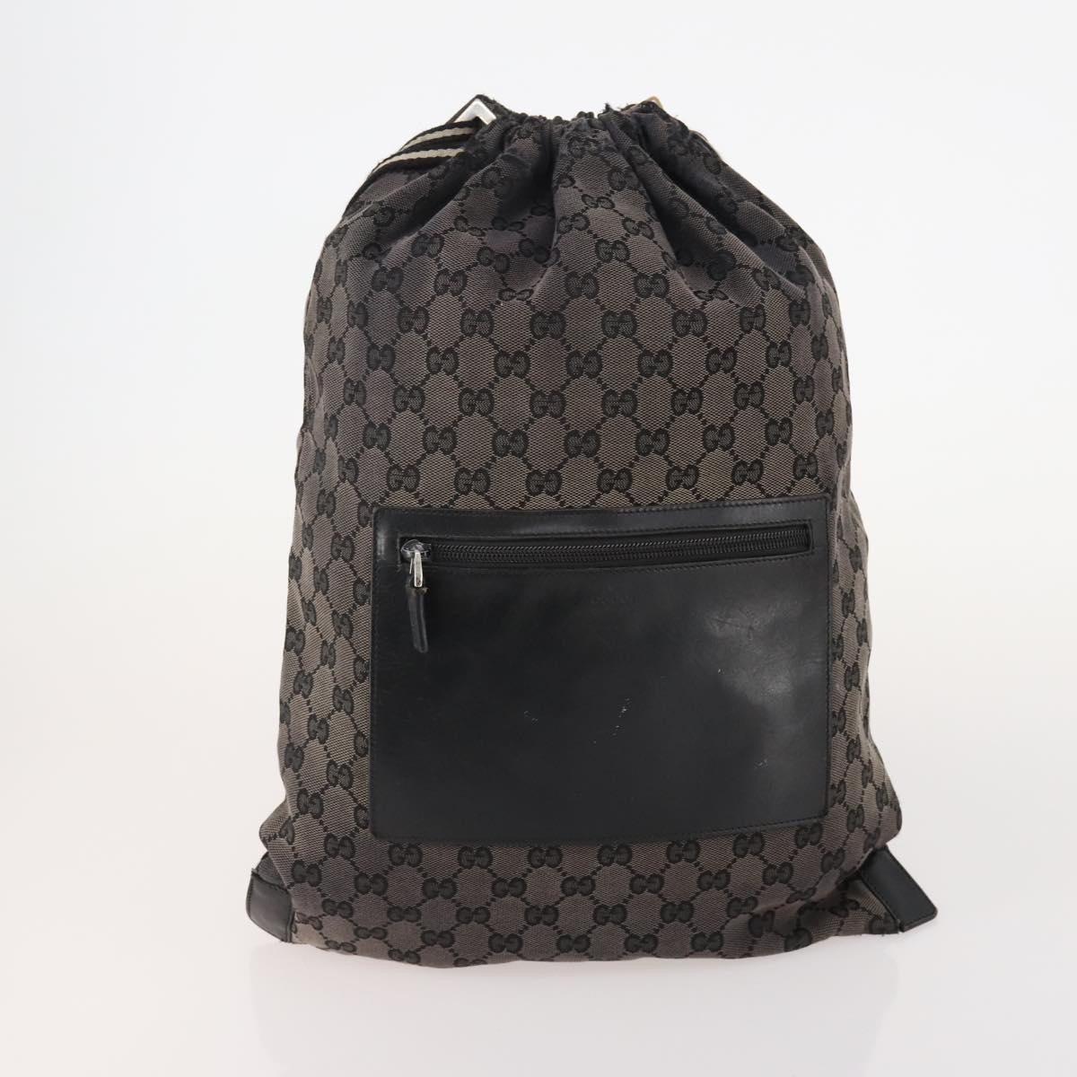 GUCCI GG Canvas GG Supreme Hand Bag PVC 2 Set Black Beige Auth 184052