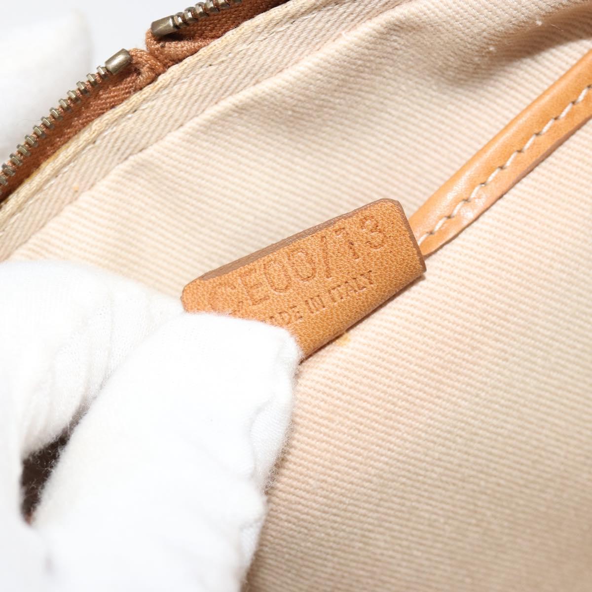 CELINE C Macadam Canvas Shoulder Bag Beige Gold Auth 184120A