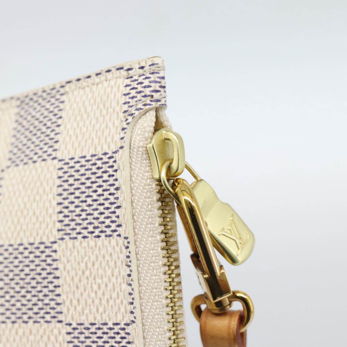 LOUIS VUITTON Damier Azur Neverfull MM Pouch Pouch LV Auth 184122