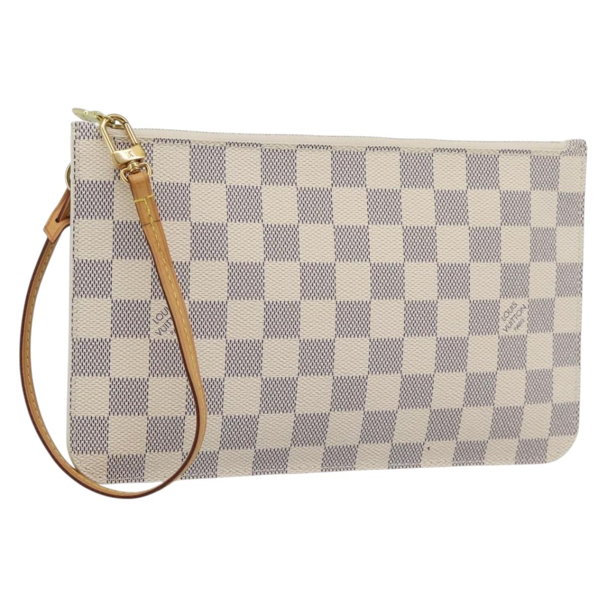 LOUIS VUITTON Damier Azur Neverfull MM Pouch Pouch LV Auth 184122