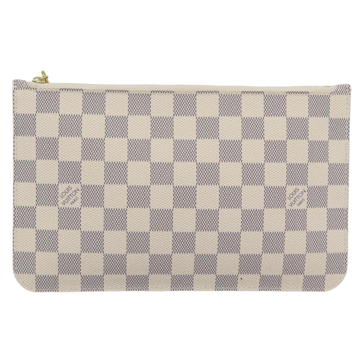 LOUIS VUITTON Damier Azur Neverfull MM Pouch Pouch LV Auth 184122