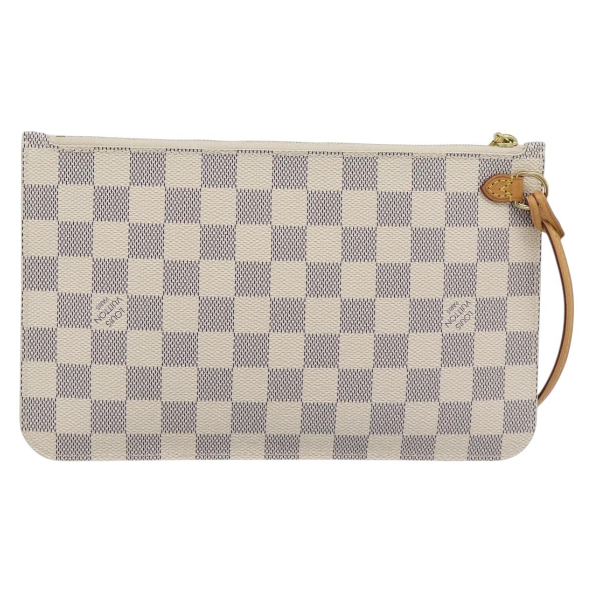 LOUIS VUITTON Damier Azur Neverfull MM Pouch Pouch LV Auth 184122