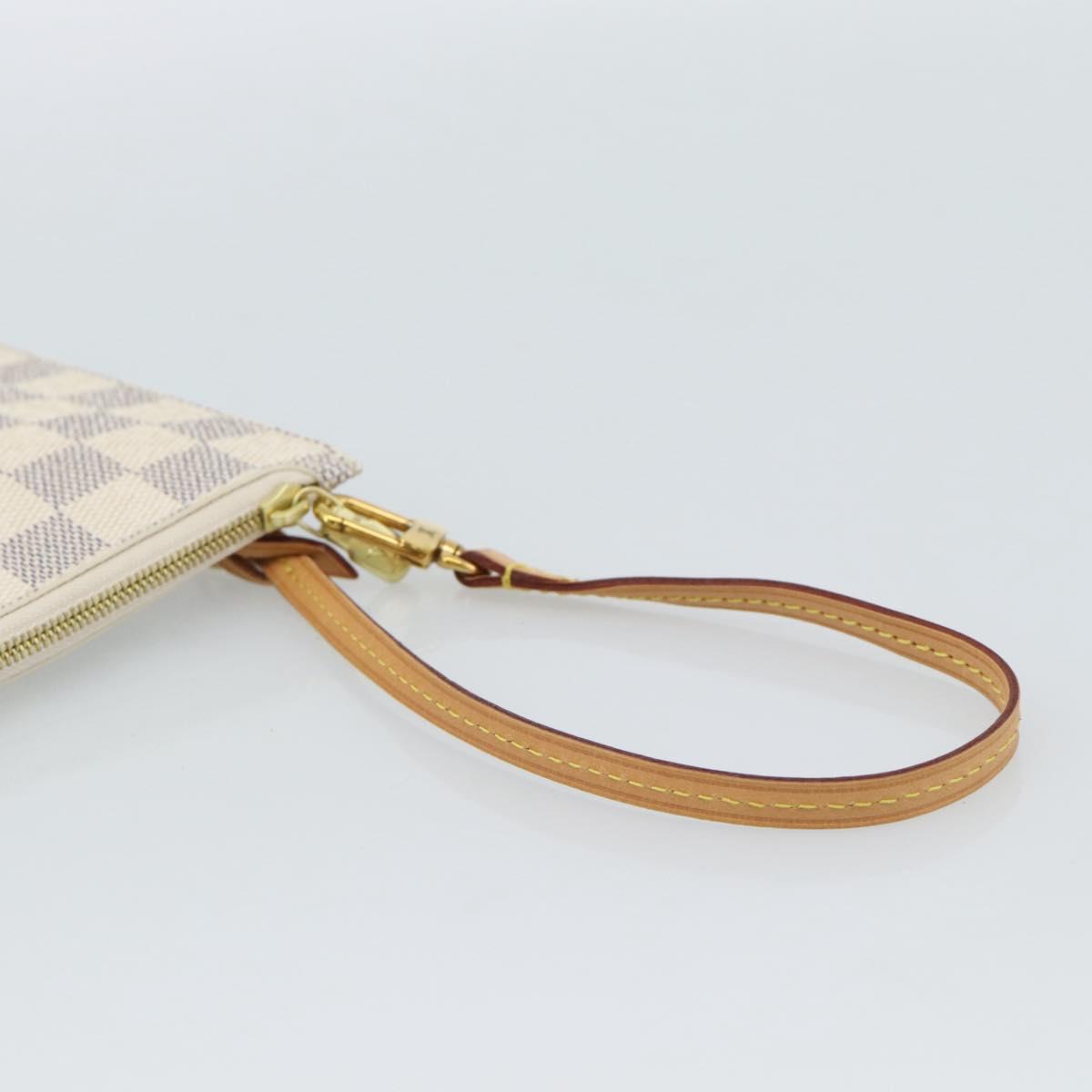 LOUIS VUITTON Damier Azur Neverfull MM Pouch Pouch LV Auth 184122