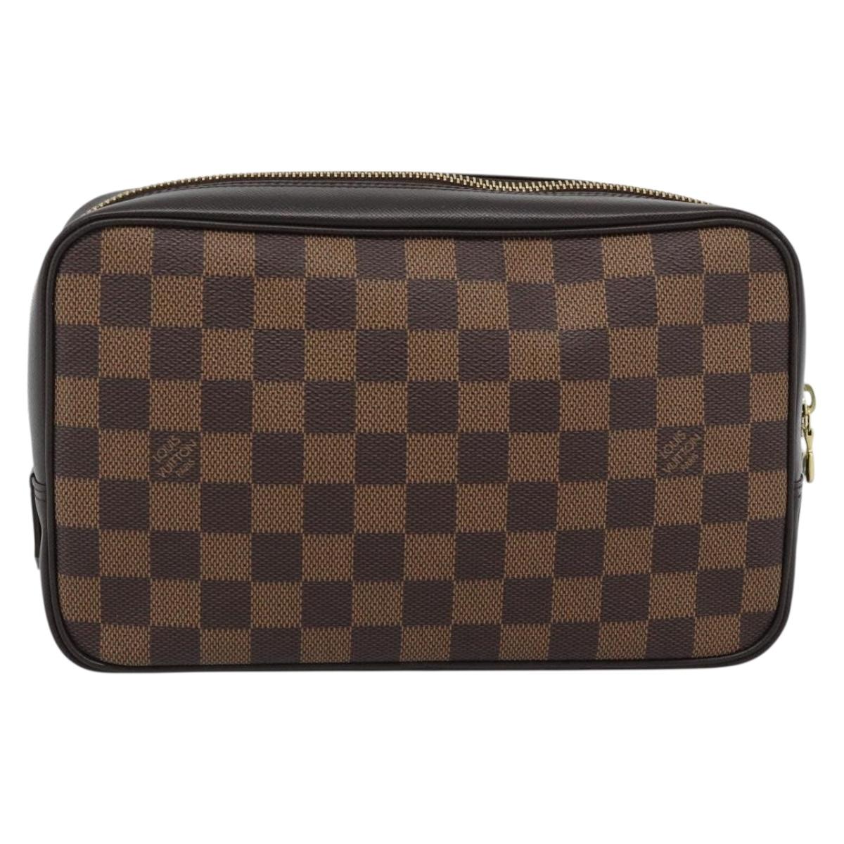 LOUIS VUITTON Damier Ebene Trousse Toilette 25 Clutch Bag N47624 LV Auth 184123